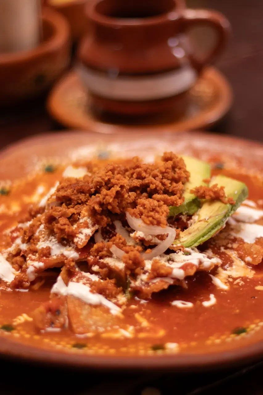 Plate of Mexican breakfast with salsa